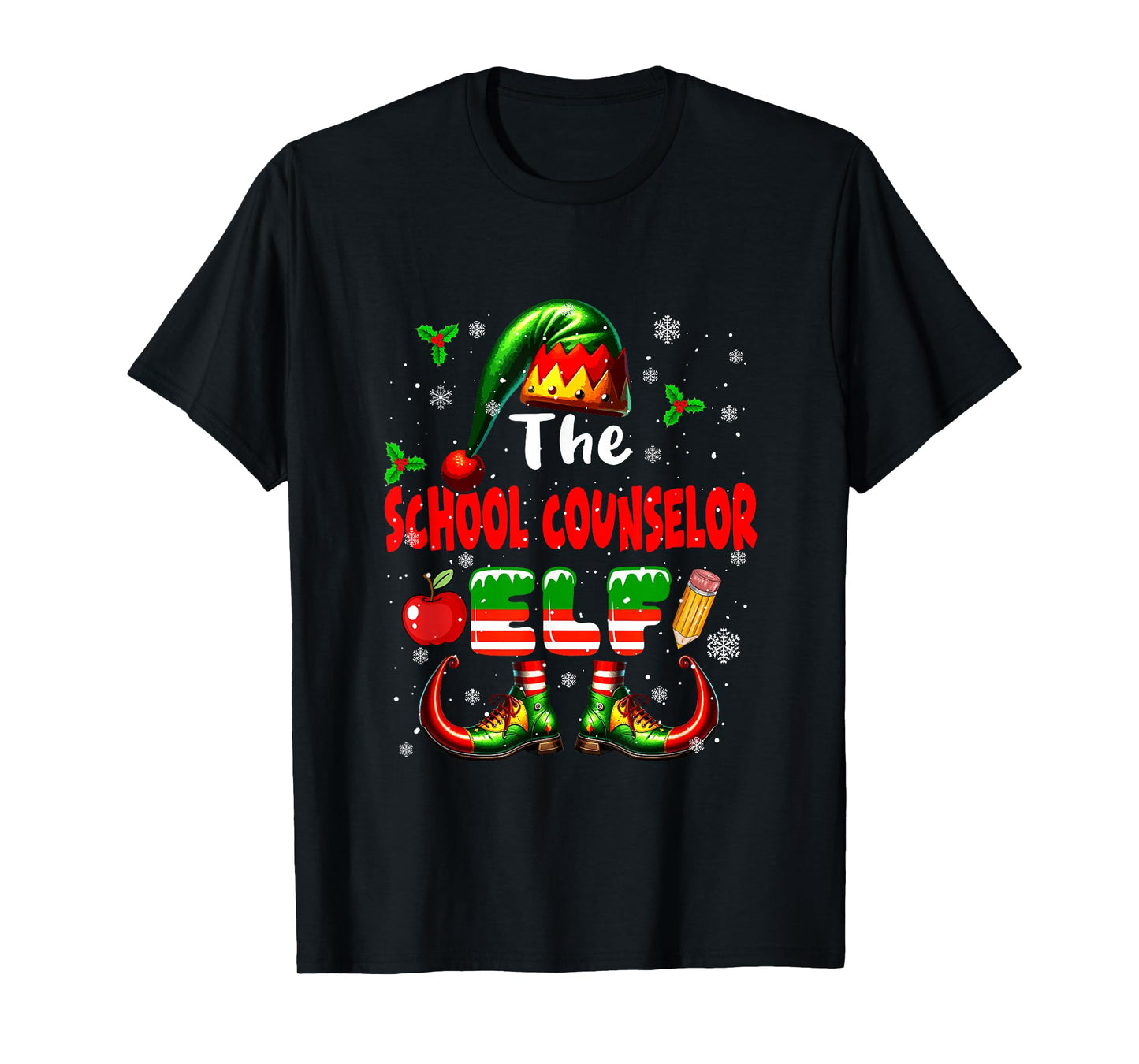 The School Counselor Elf Christmas Job Team Matching Parties T-Shirt