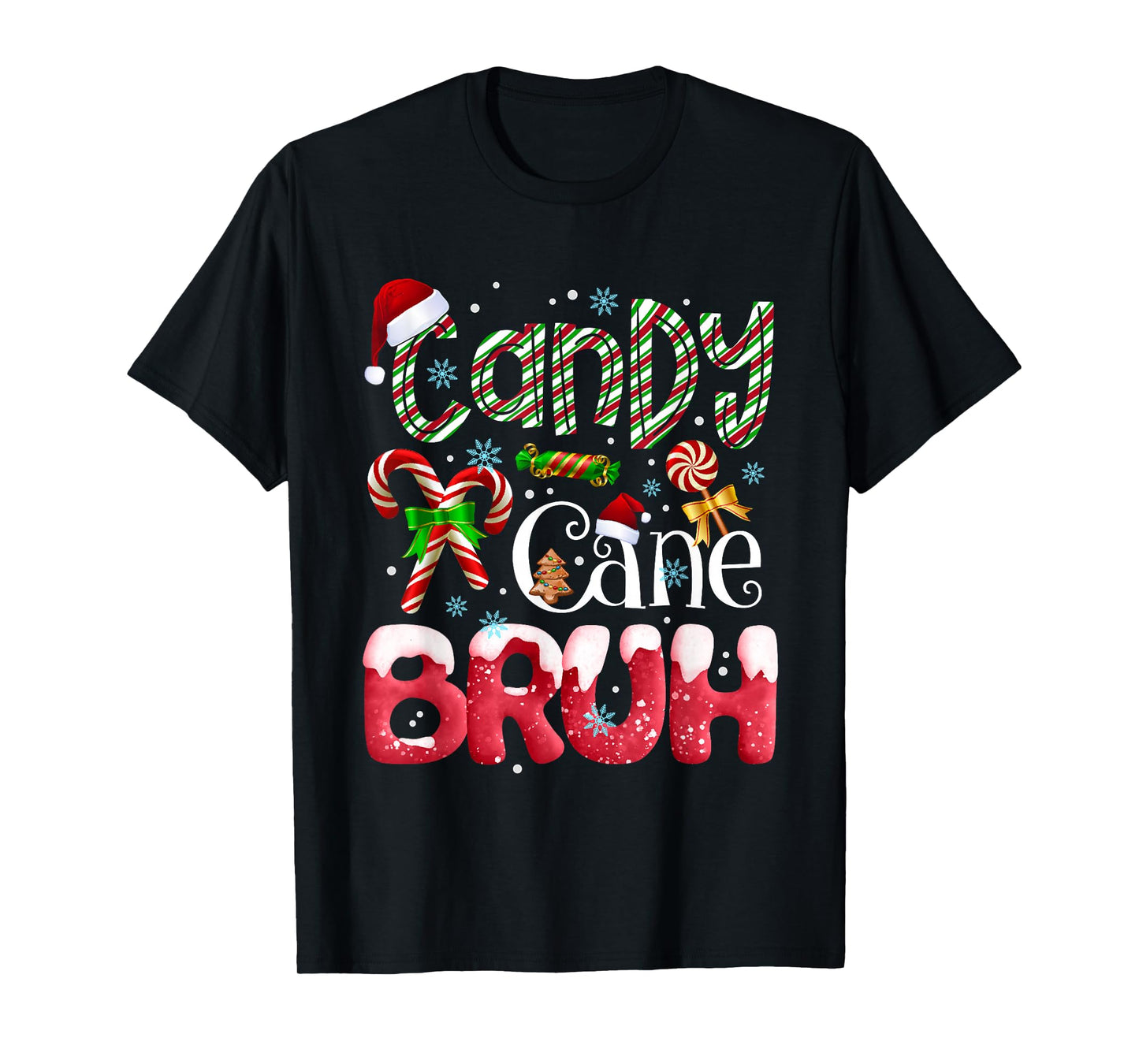 Candy Cane Bruh Christmas Santa Claus Xmas Matching Family T-Shirt