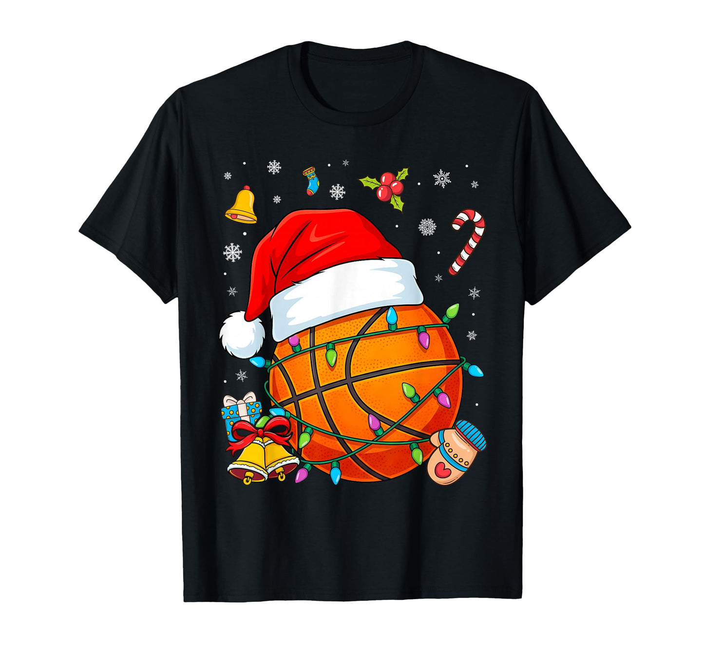 Christmas Basketball Santa Snow T-Shirt