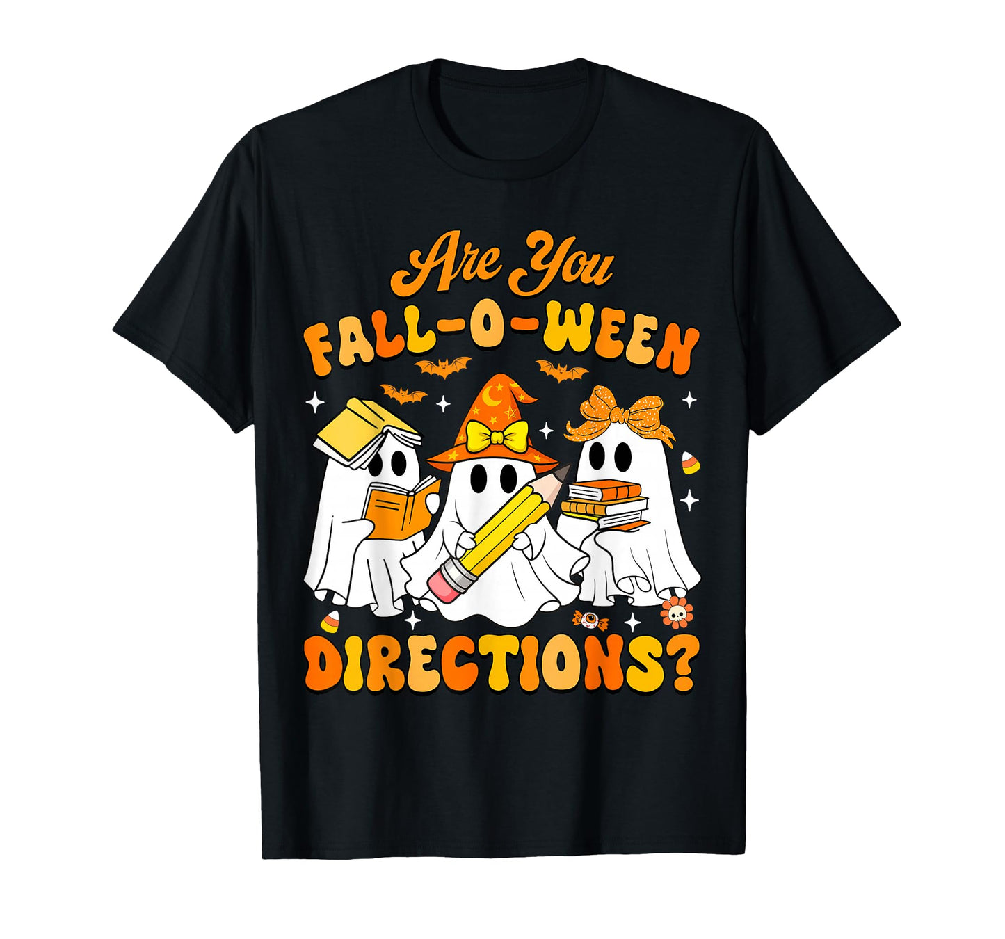 Groovy Halloween are You Fall O Ween Directions Teacher Kids T-Shirt