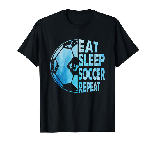 Eat Sleep Soccer Repeat For Youth Girls Kids Boys Purple T-Shirt