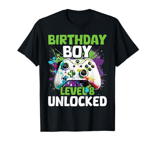 Level 8 Unlocked Video Game 8th Birthday Gamer Gift Boys T-Shirt