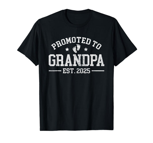 Promoted to Grandpa est. 2025 Grandparents Baby Announcement T-Shirt