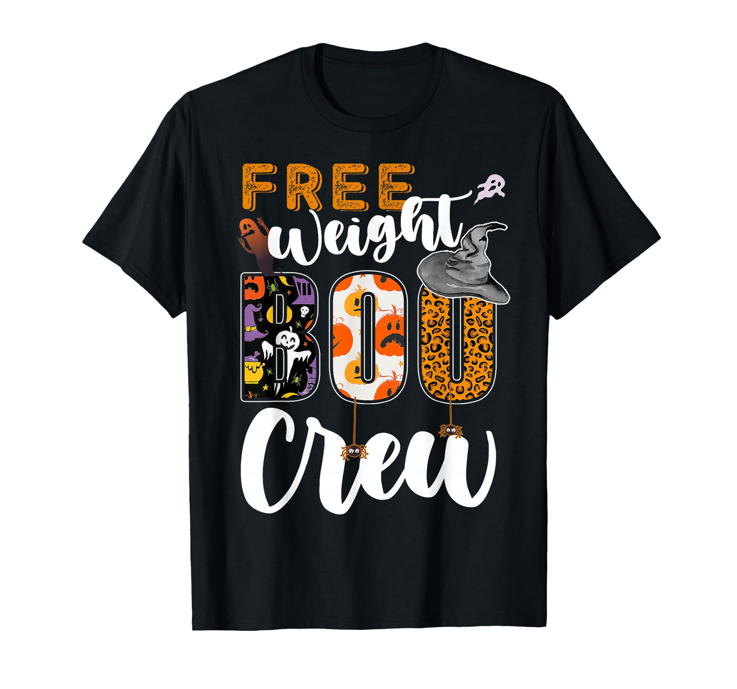 Free Weights Boo Crew Halloween Matching Lifting T-Shirt