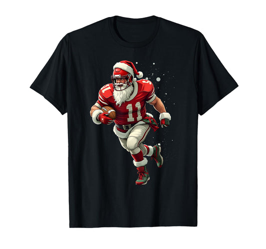 Santa Sports Christmas Football Player For Men Boys T-Shirt