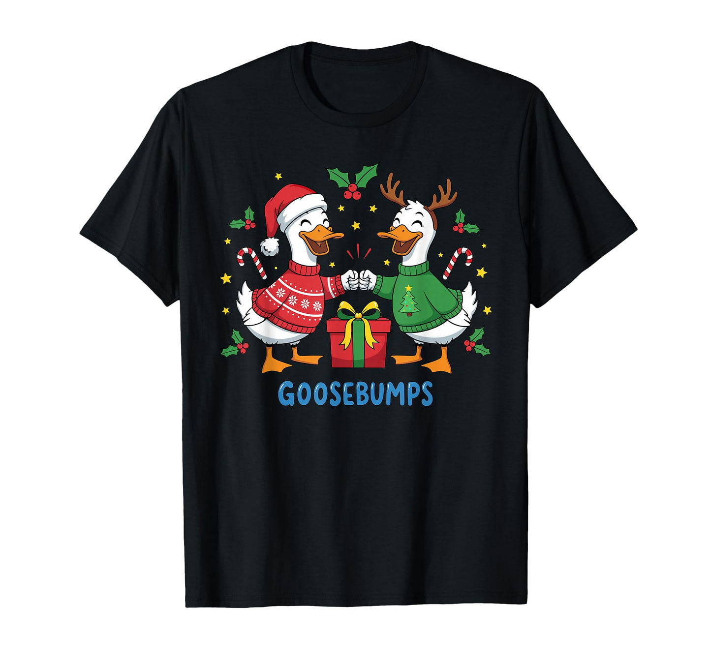 Funny Christmas Goose Santa Hat Goosebumps Bumps X-Mas T-Shirt