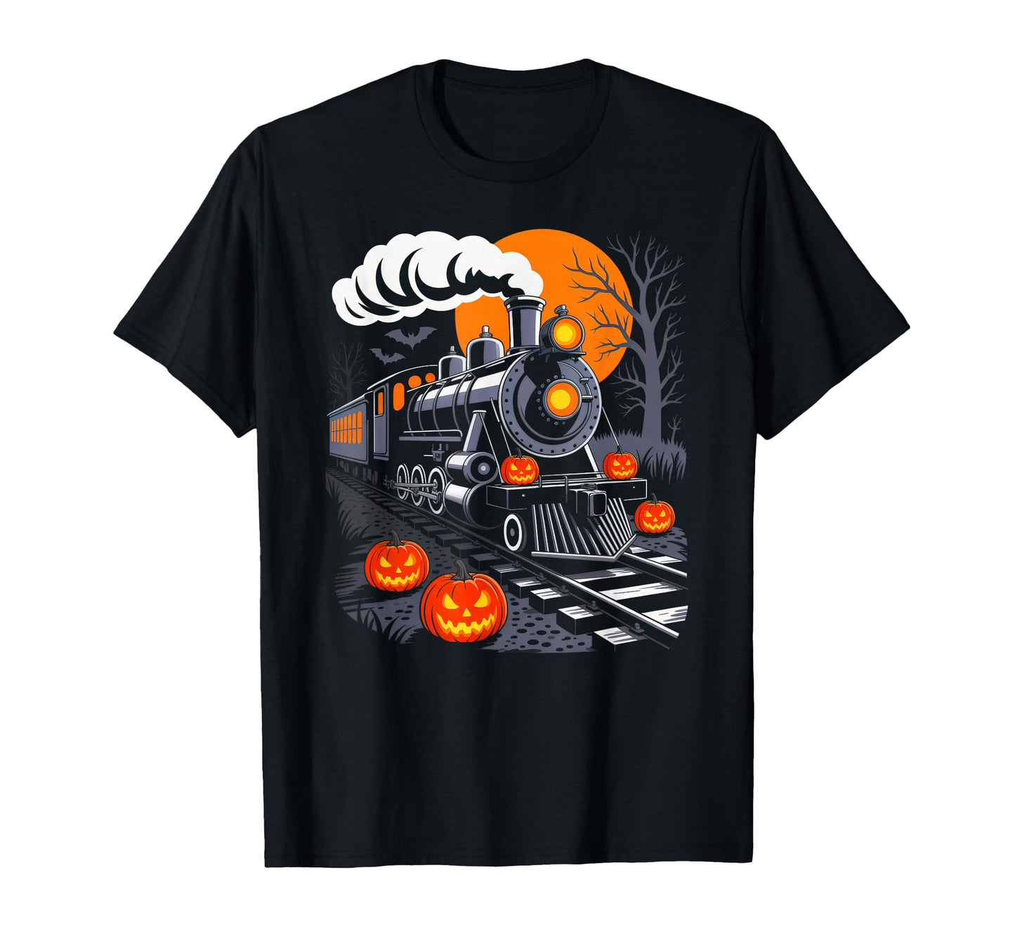 Funny Halloween Train Pumpkin Costume Train Lover Railroad T-Shirt