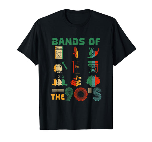 Retro Popular Music Bands of the 90s Funny Vintage Rock Band T-Shirt