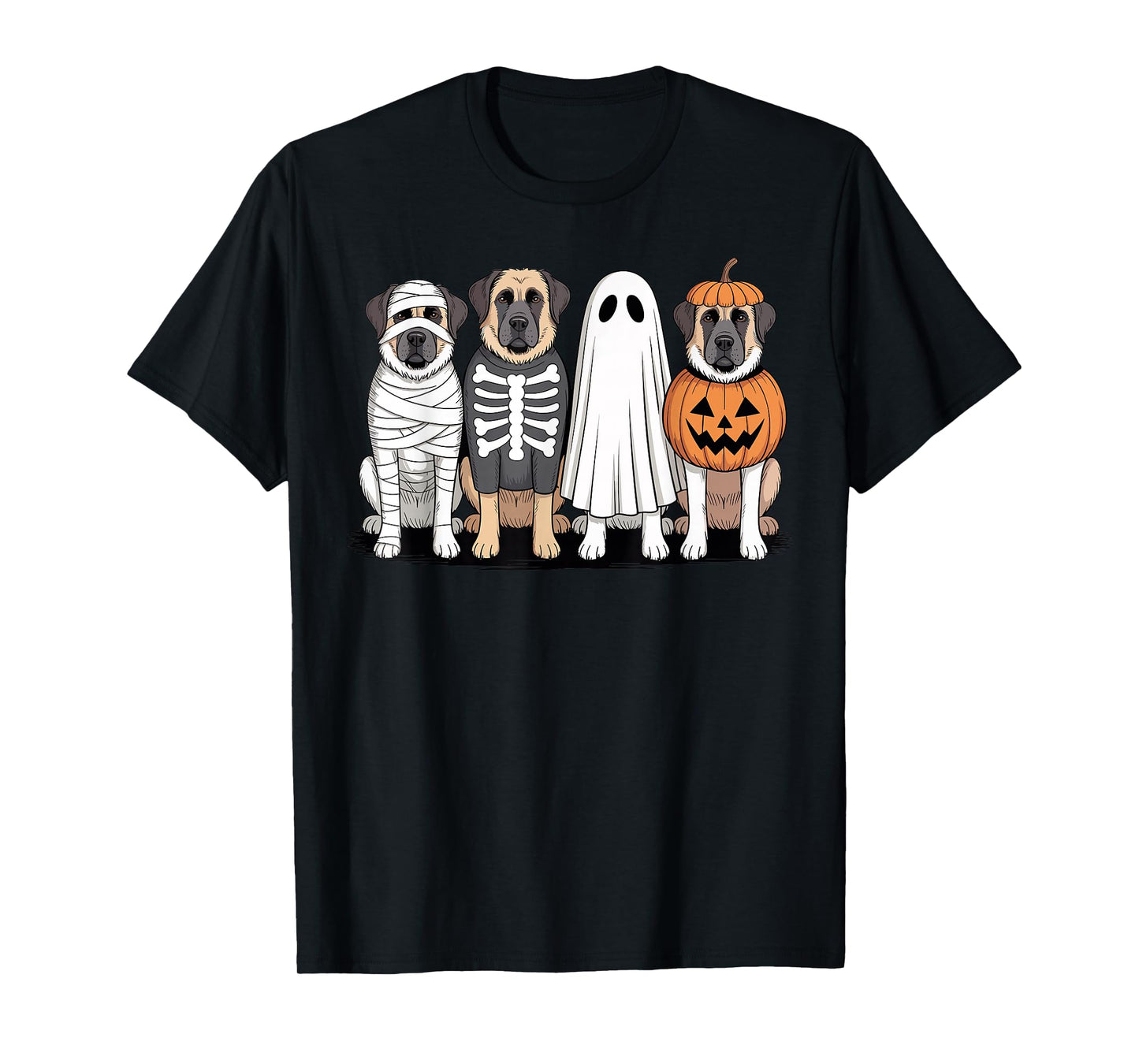 Spooky Ghost Anatolian Shepherd Pumpkin Halloween Skeleton T-Shirt