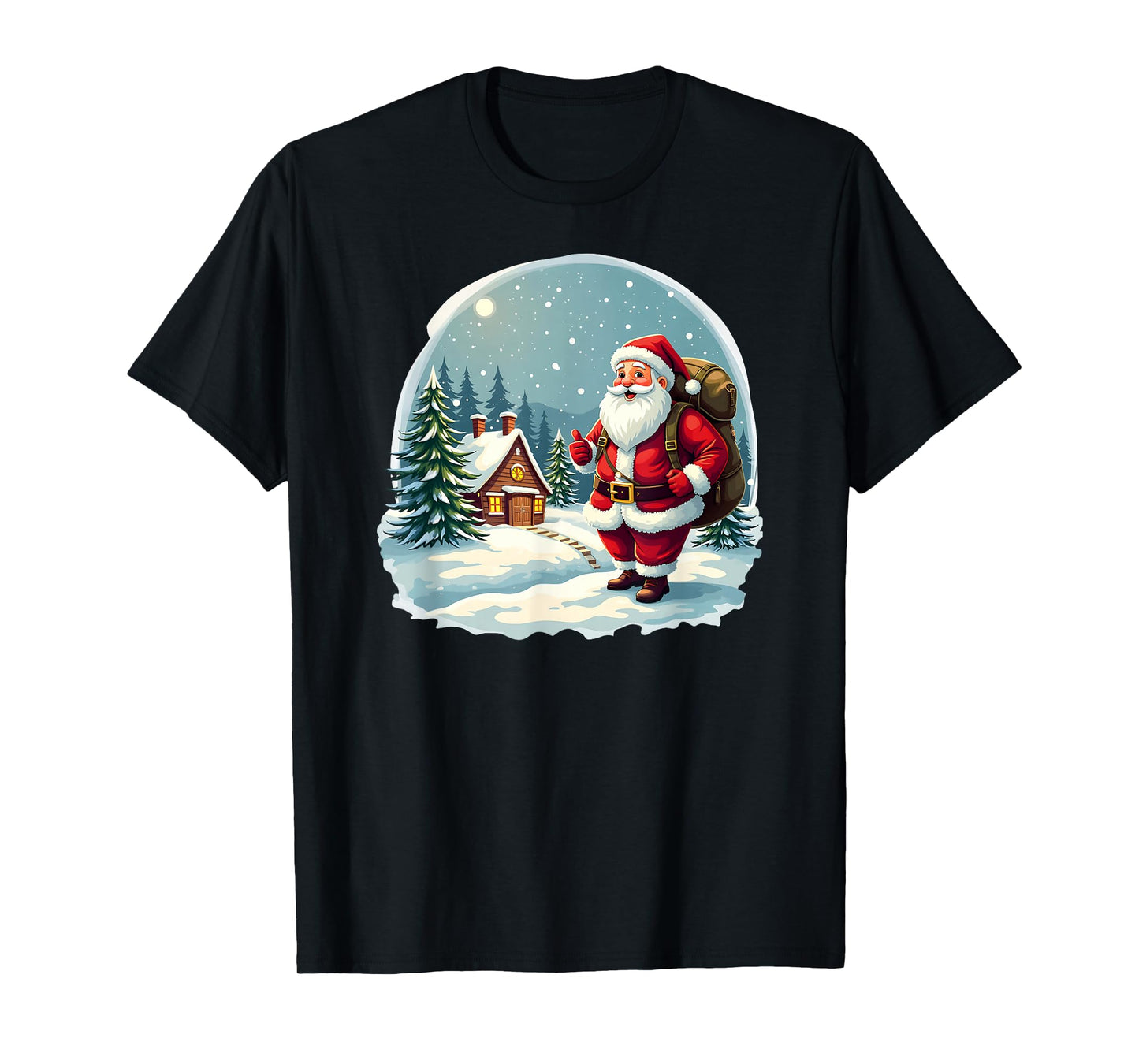 Santa Cabin in Snowy Christmas Night T-Shirt