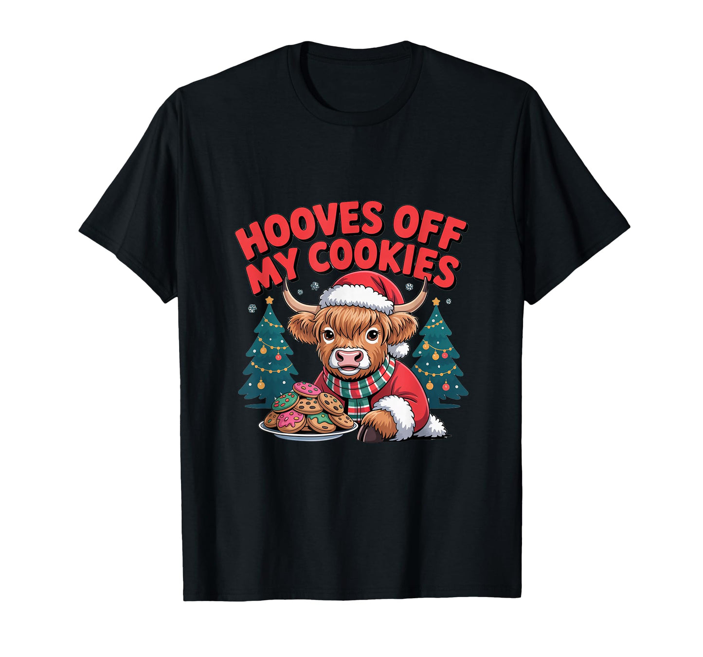 Cute Highland Cow Funny Christmas Cows Lover Santa Humor T-Shirt