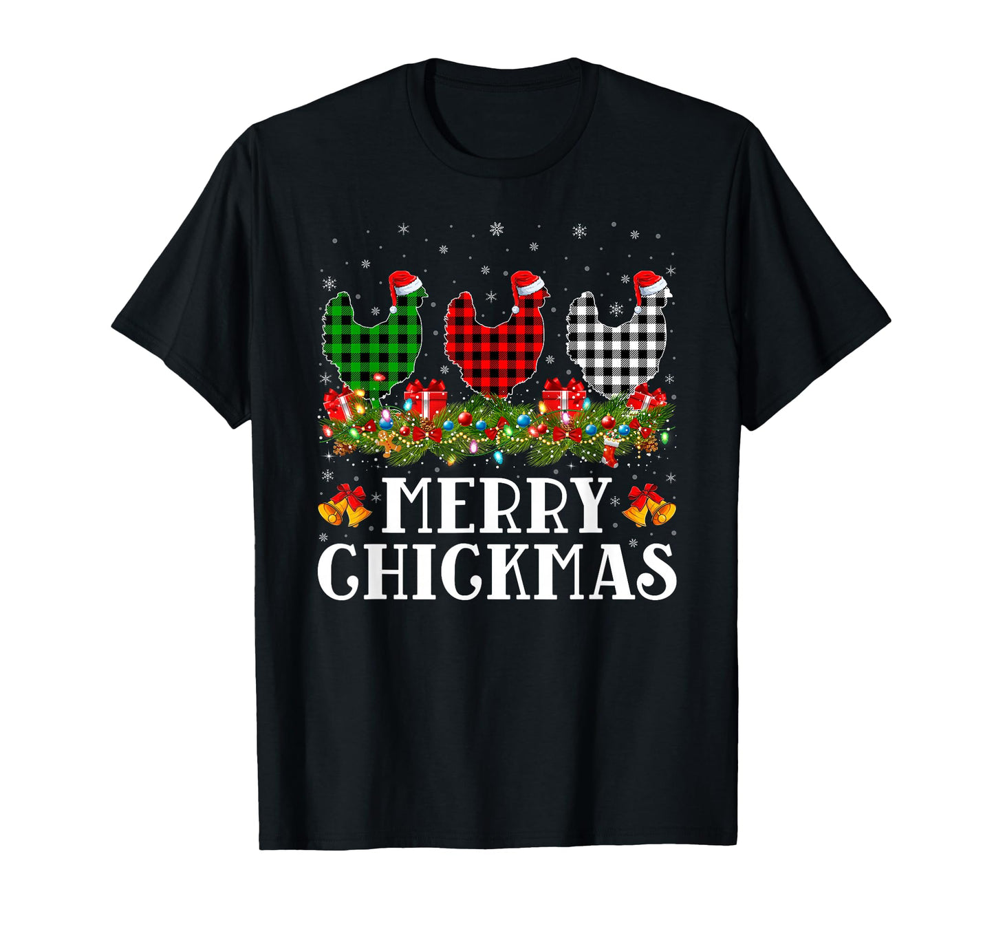 Merry Chickmas Chicken Christmas Buffalo Plaid Xmas Pajamas T-Shirt