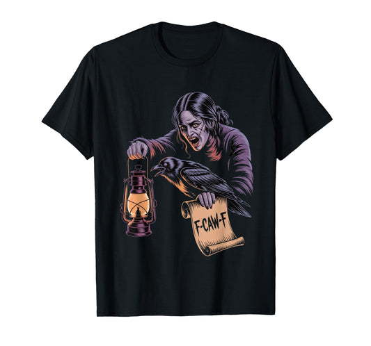 F-Caw-F Crow Funny Gothic Moon Black Bird Halloween T-Shirt