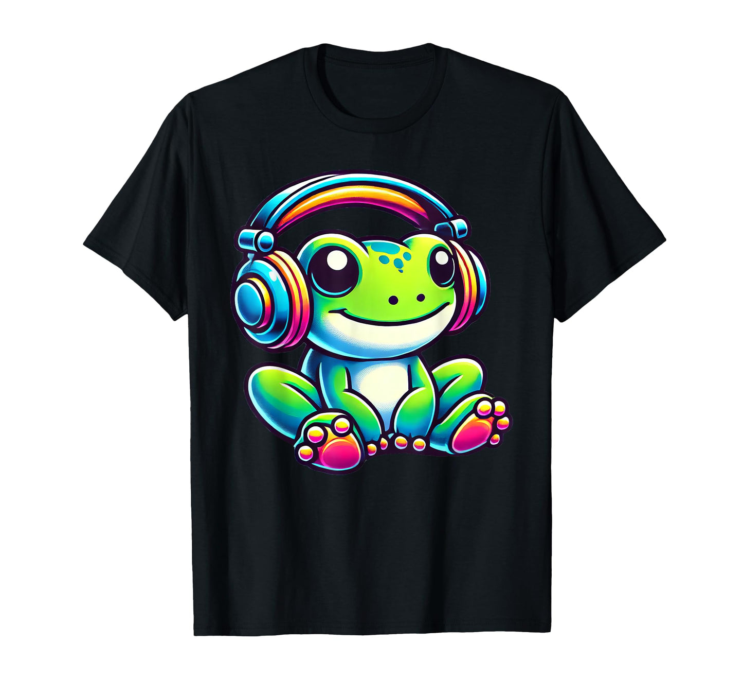 Cute Frog Wearing Headphones T-Shirt