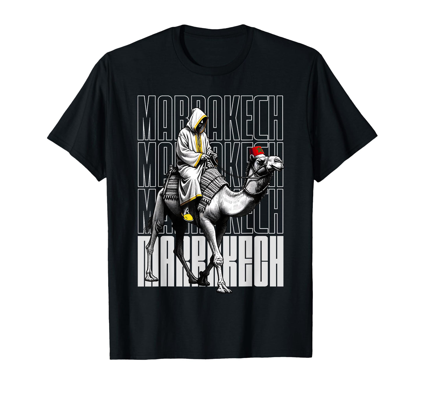 Marrakech Camel Sunset Morocco Flag Marrakesh Lovers T-Shirt