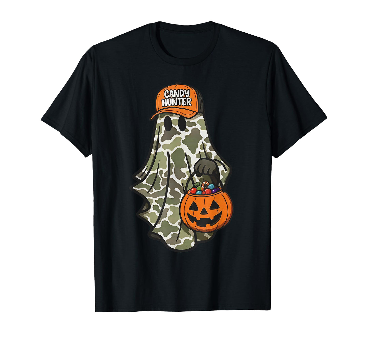 Halloween Camo Ghost Jack O Lantern Pumpkin for Kids Boys T-Shirt