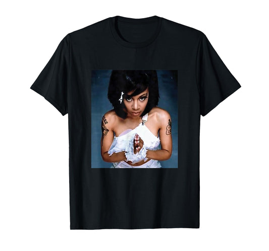 CROSS COLOURS Lisa Left Eye Lopes 1990's Vintage Legends T-Shirt - Black Unisex-Kids Retro Graphic Hip Hop Fans Vintage Enthusiasts Unisex T-Shirt