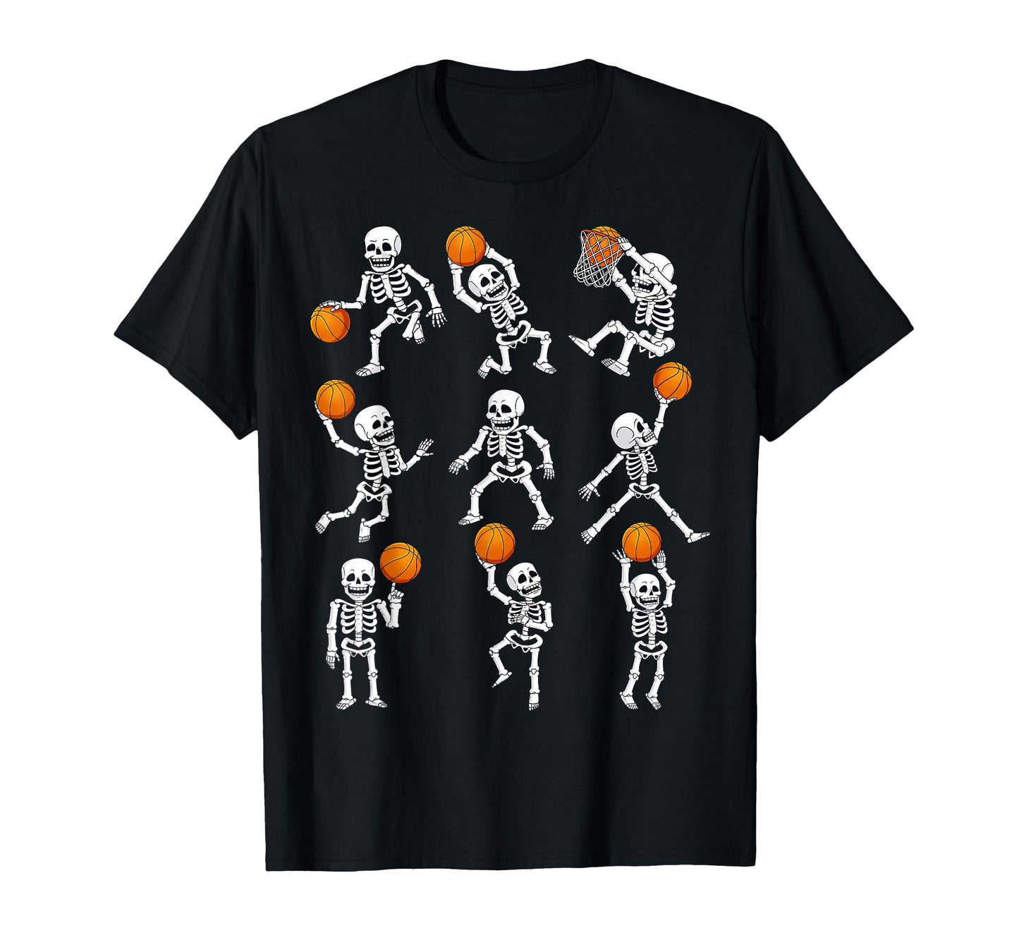 Halloween Basketball Skeletons Dunking Dribble Boys Kids T-Shirt