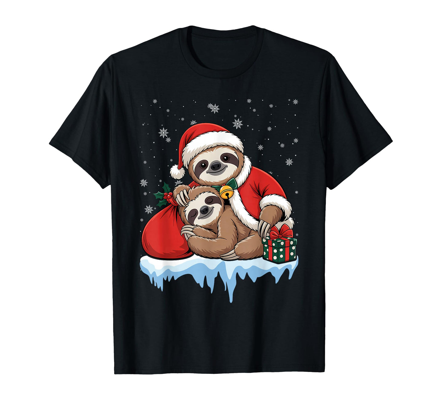 Sloth Santa Hat Christmas Pajama Cute Animal X-Mas Presents T-Shirt