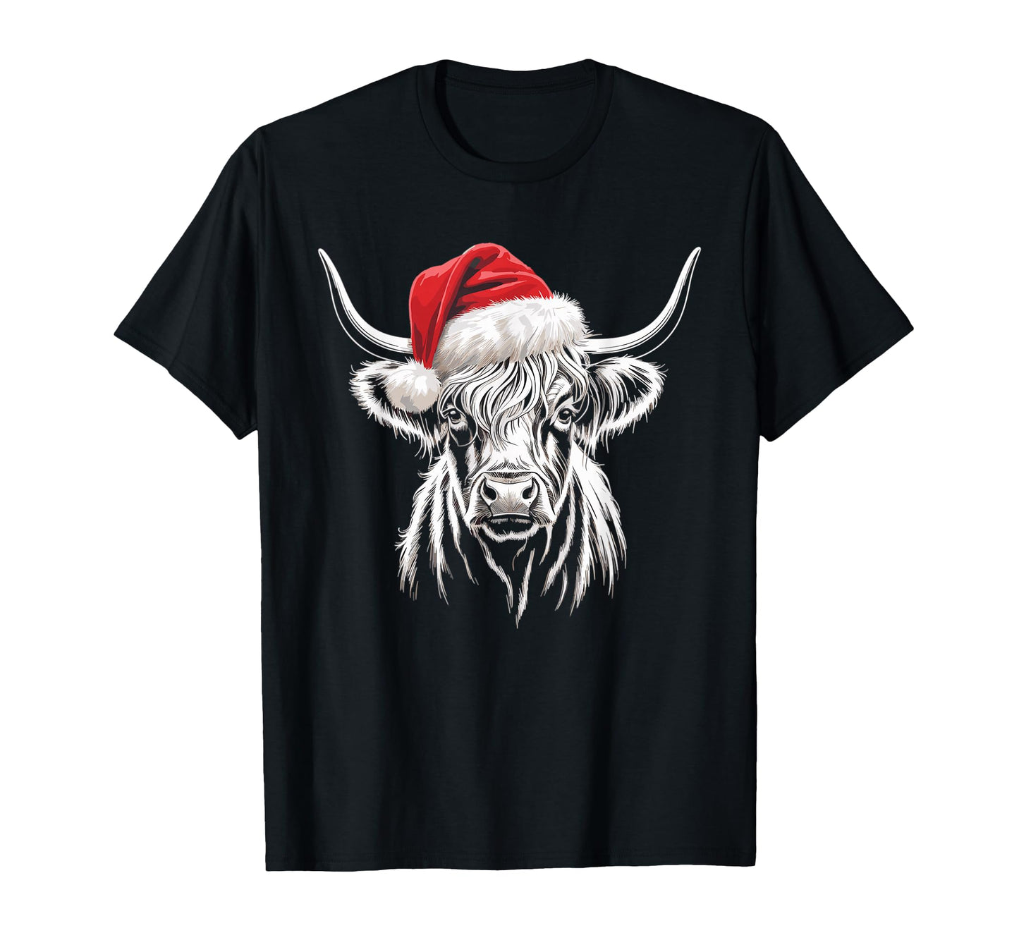Highland Cow Santa Hat Christmas Highland Cattle Xmas T-Shirt