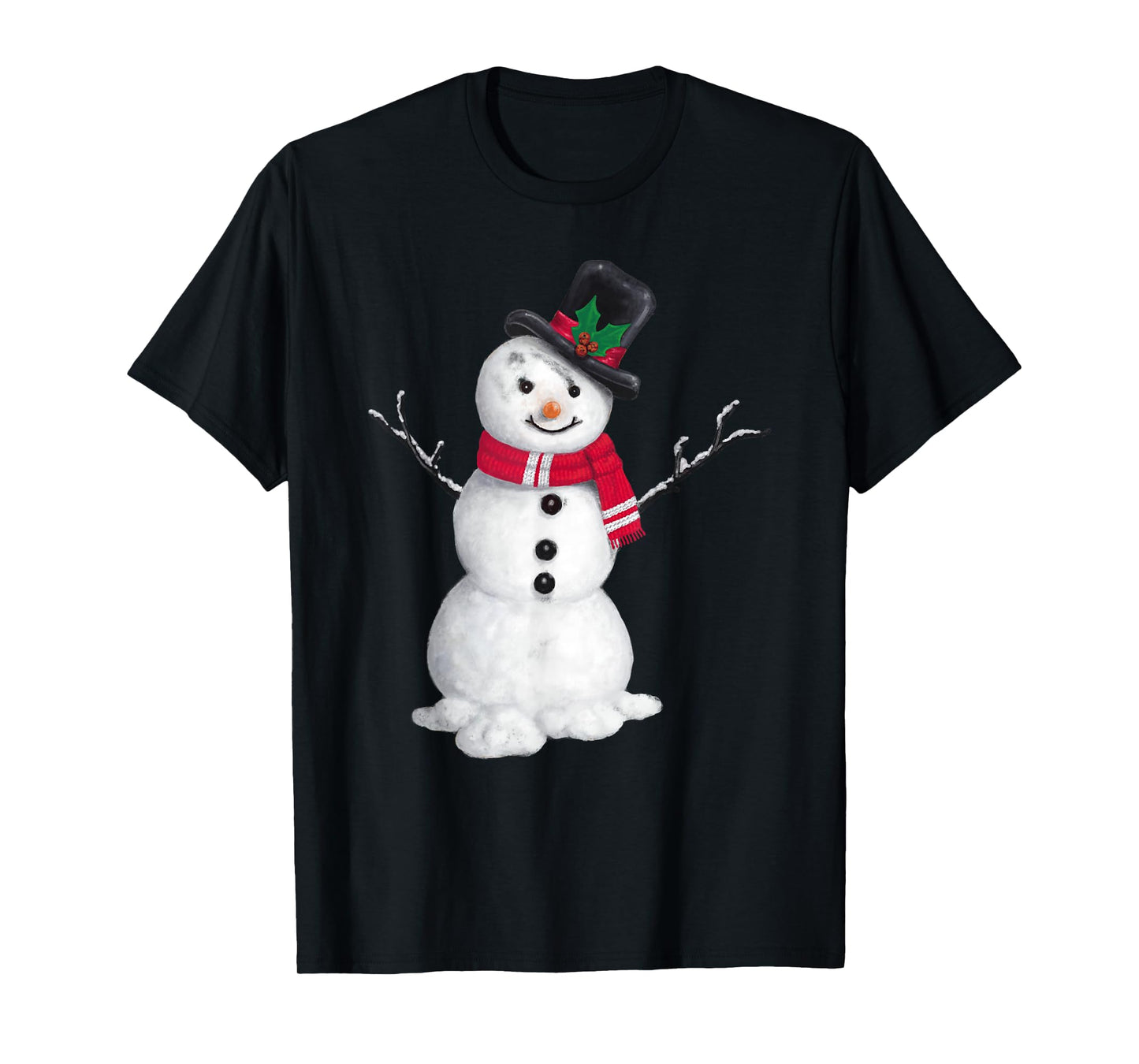 Classic Snowman Top Hat Red Scarf Christmas T-Shirt