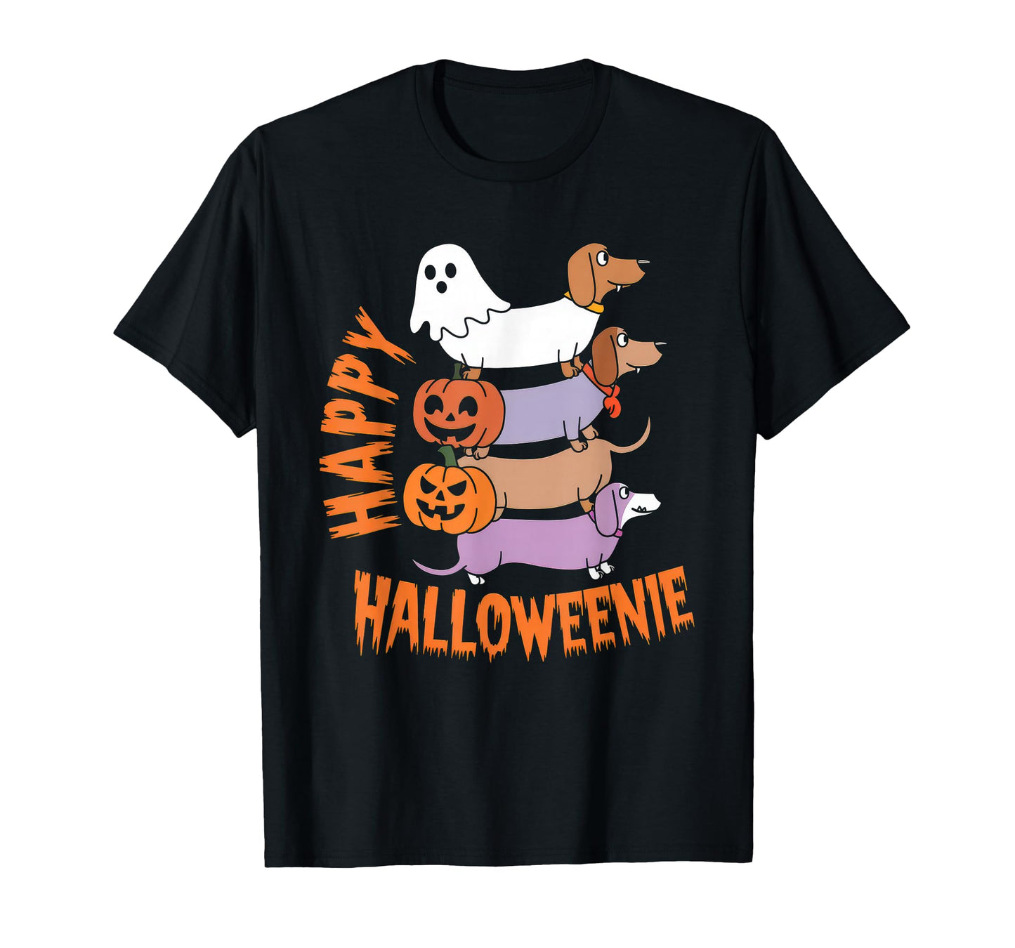Happy Halloweenie Tshirt Women Men Wiener Monster Party T-Shirt