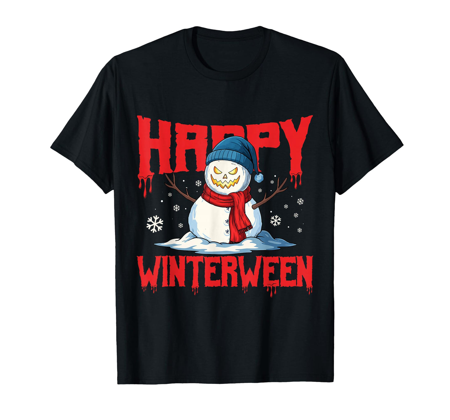 Happy Winterween Winter Halloween Christmas Scary Snow Man T-Shirt