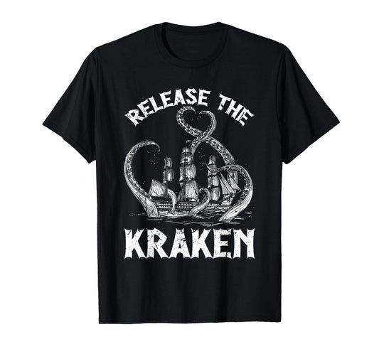 Funny Kraken Sea Monster Apparel Release The Kraken Octopus Sea Creature Unisex Adults & Kids T-Shirt Black Small