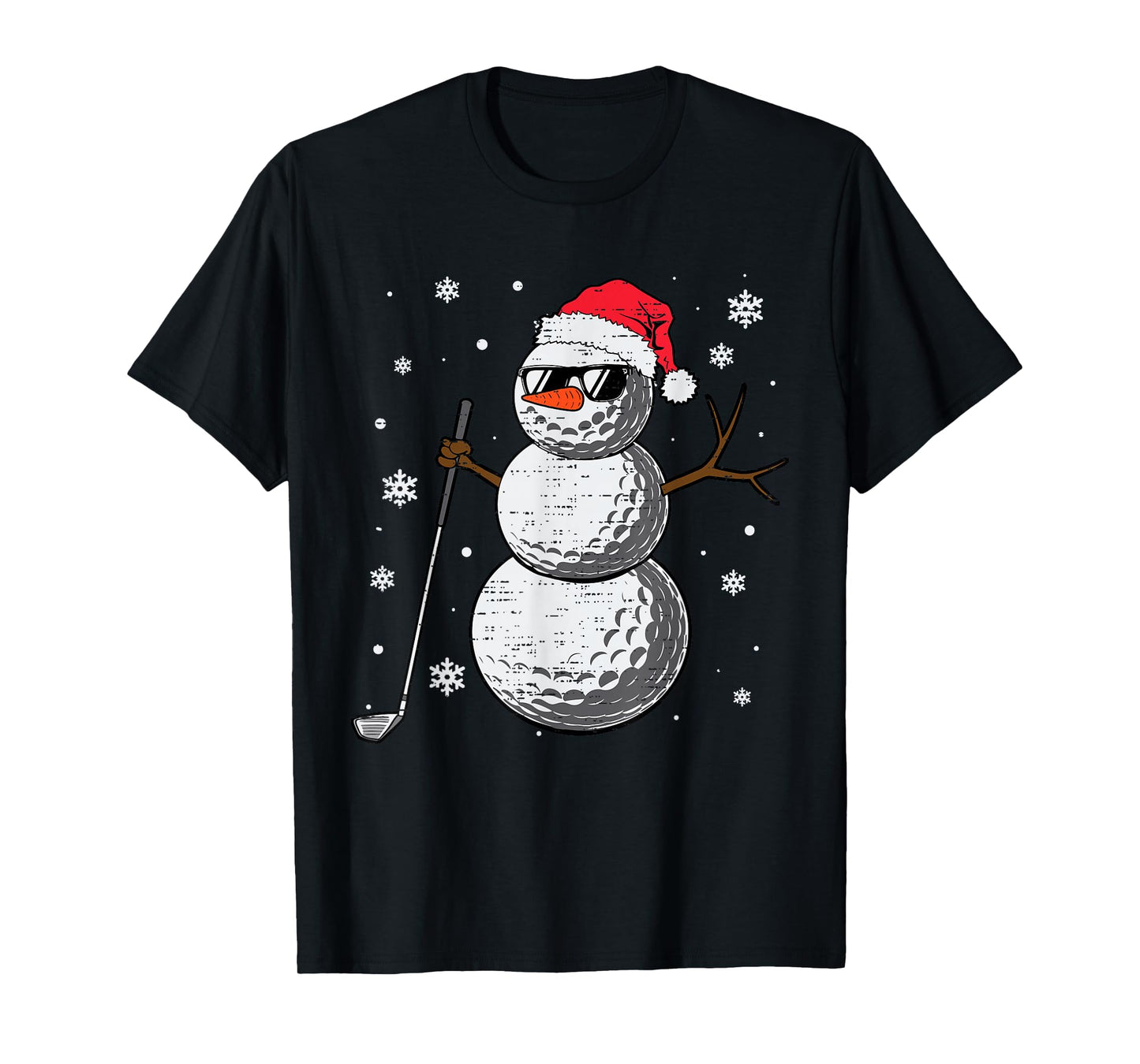 Christmas Golf Snowman Hat Santa Xmas Golfer Mens Boy Kids T-Shirt