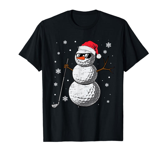 Christmas Golf Snowman Hat Santa Xmas Golfer Mens Boy Kids T-Shirt