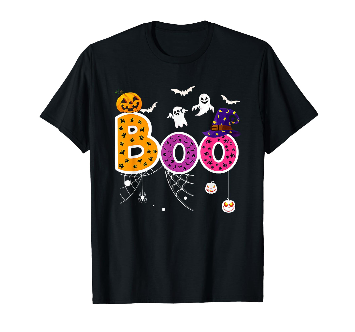 Boo with Spiders and Witch Hat Halloween Costume T-Shirt