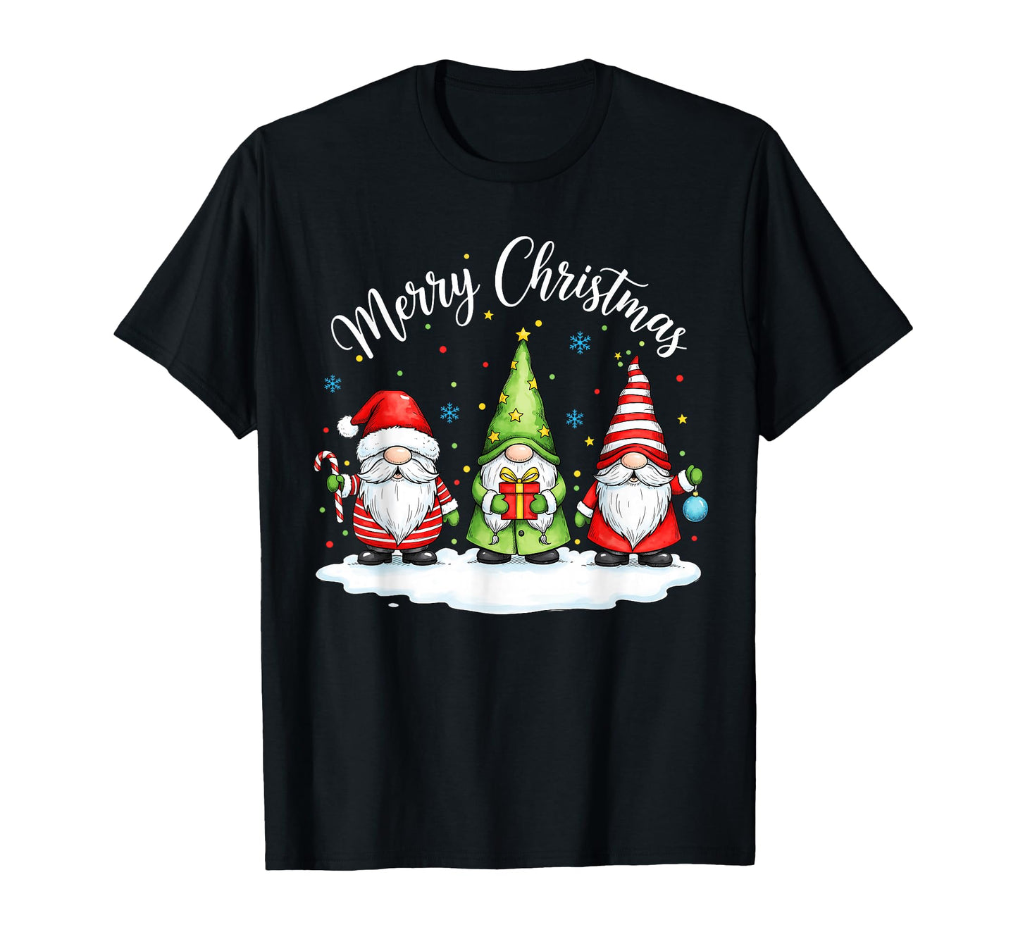 Funny Christmas Cute Gnome Santa Family Matching Pajamas T-Shirt