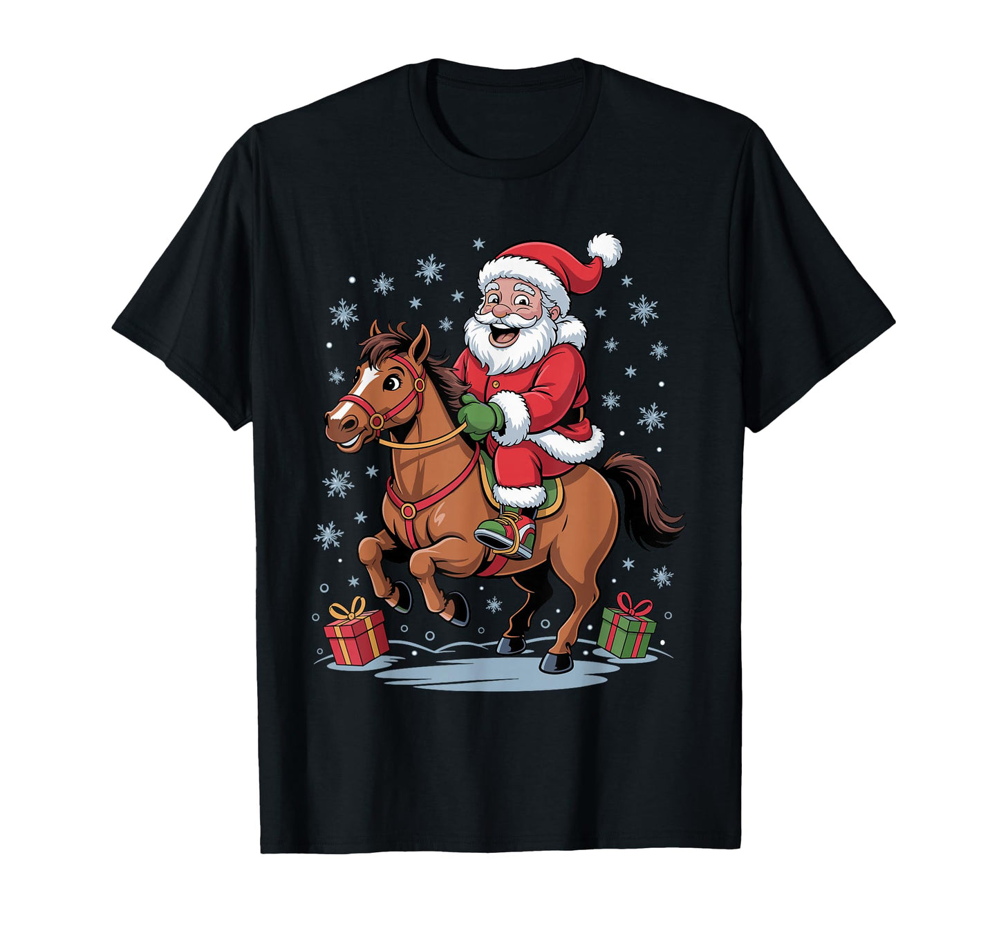 Funny Santa Riding Horse Equestrian Christmas Xmas Pajama T-Shirt