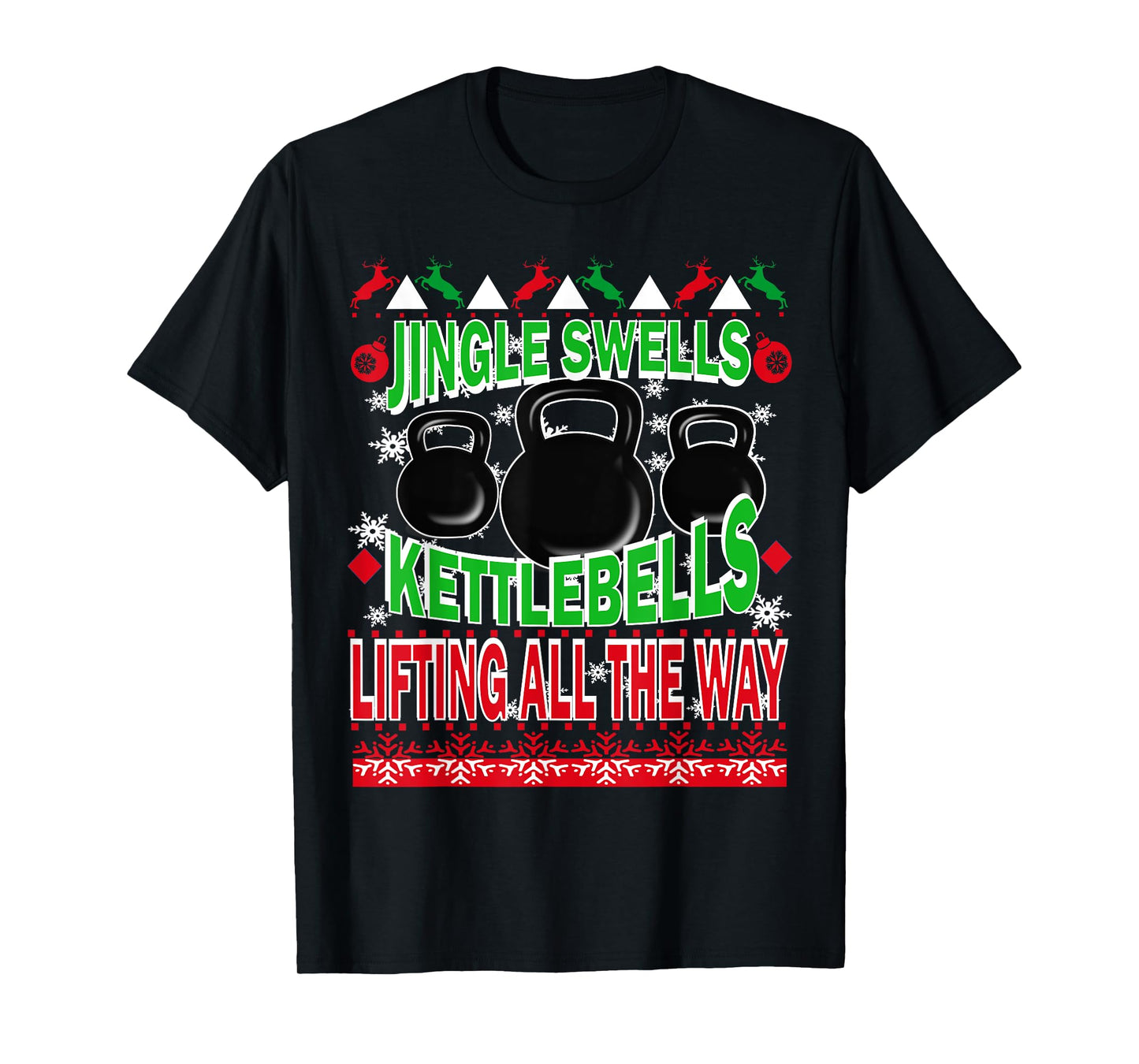 Ugly Christmas Gym Kettlebell Weightlifting Fitness Gift T-Shirt