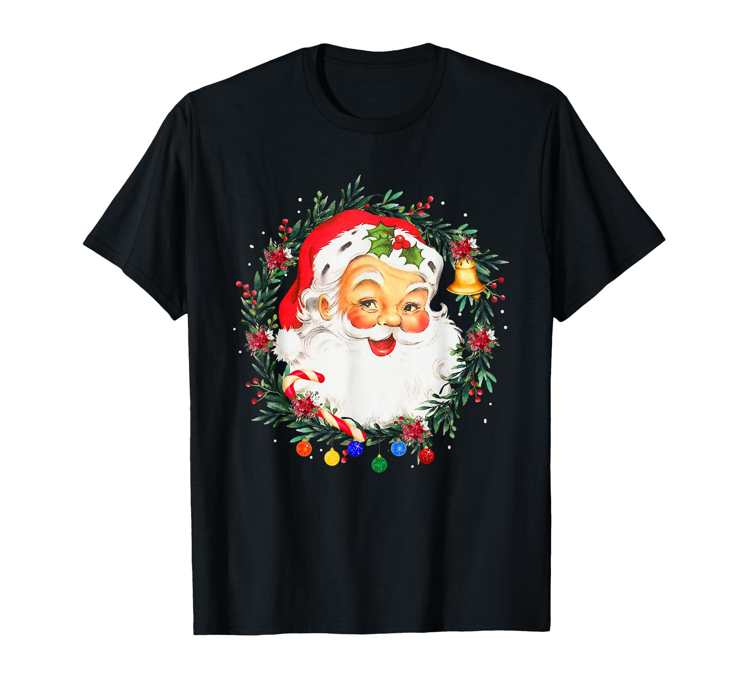Merry Christmas Santa Claus Pink Afro African American Xmas T-Shirt