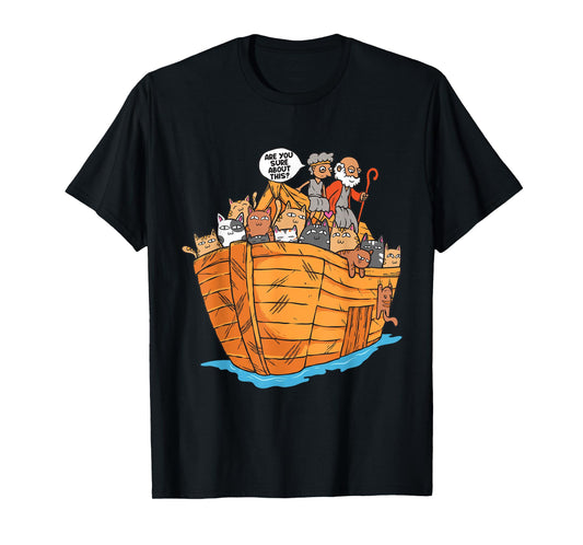 Noah's Ark Boat with Cats Religious Christian Cat Lover T-Shirt for Men Women Kids