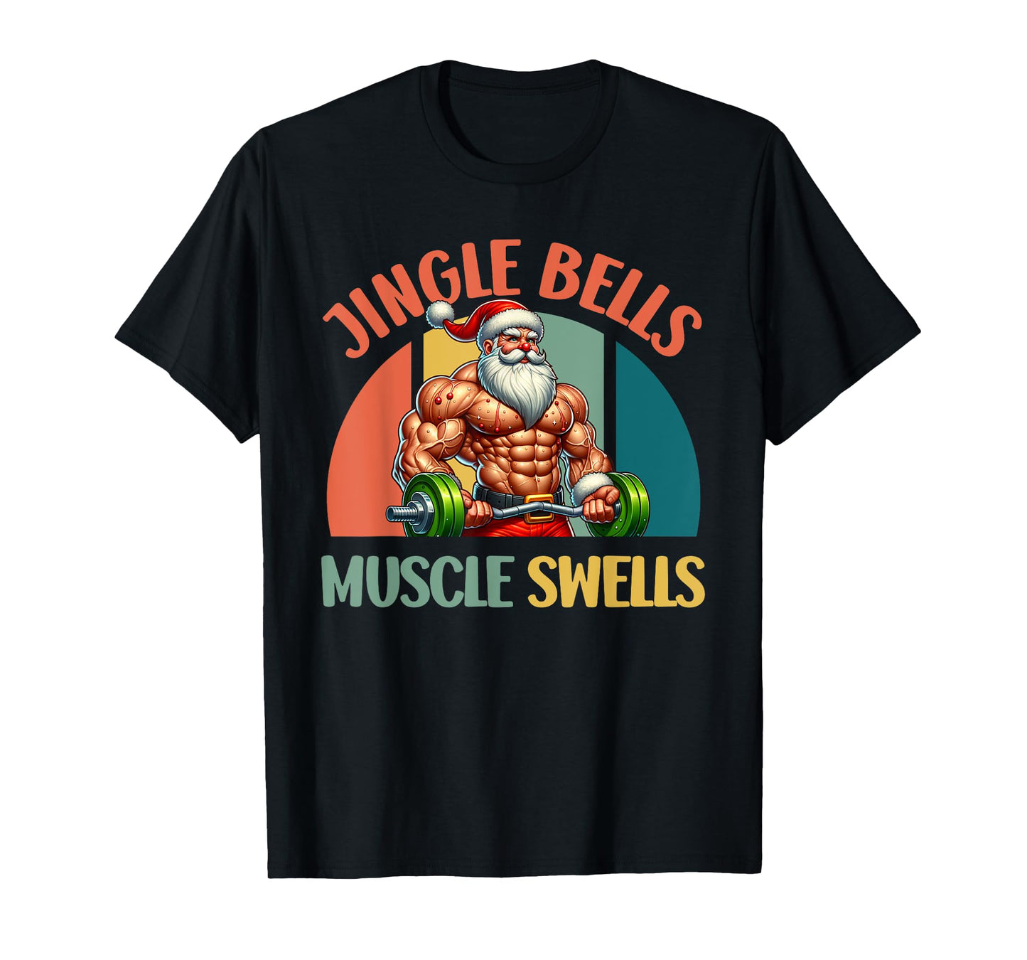 Santa Claus Jingle Bells Muscle SWELLS Funny Gym T-Shirt