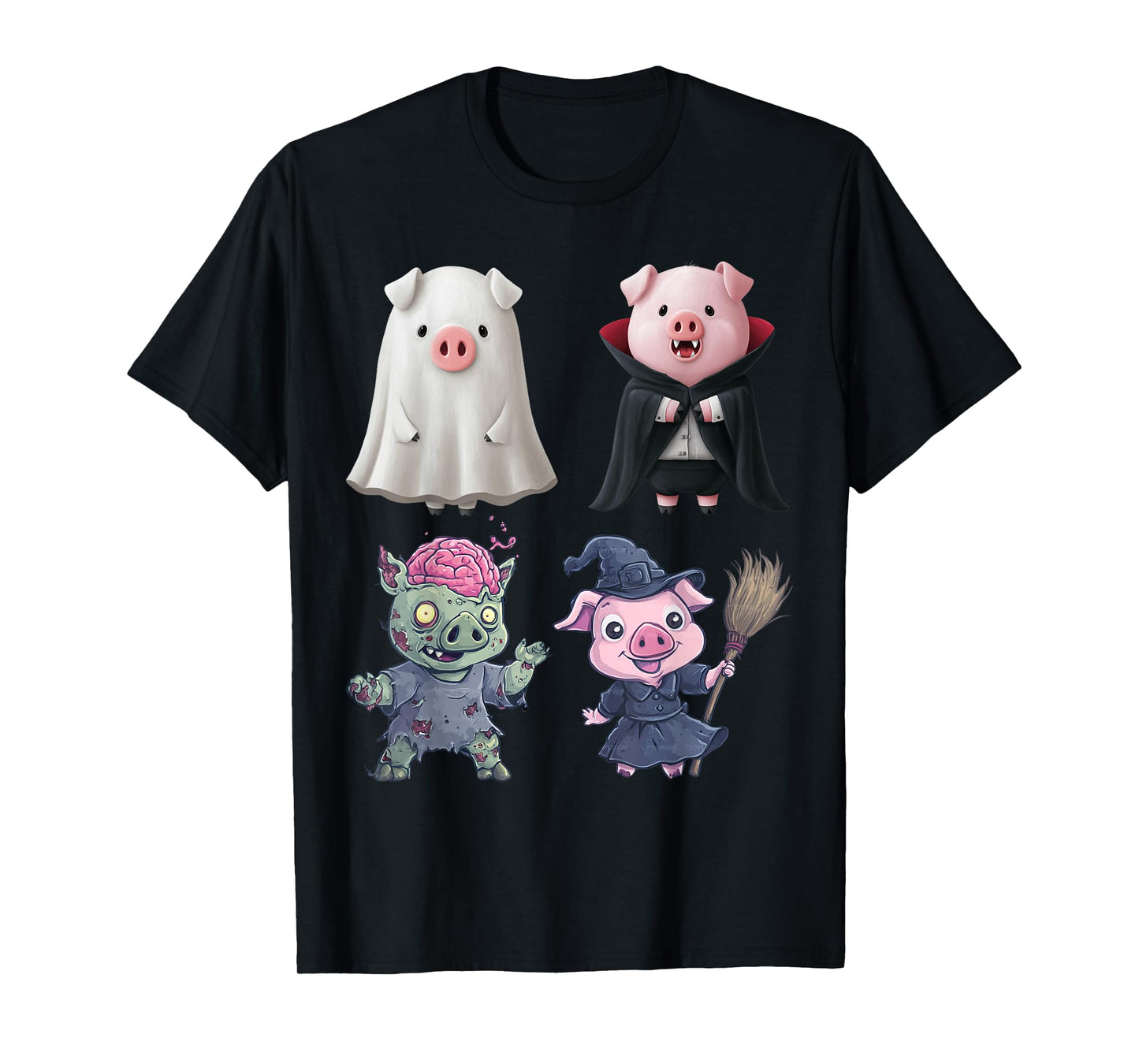 Pig Spooky Witch Boo Zombie Cute T-Shirt