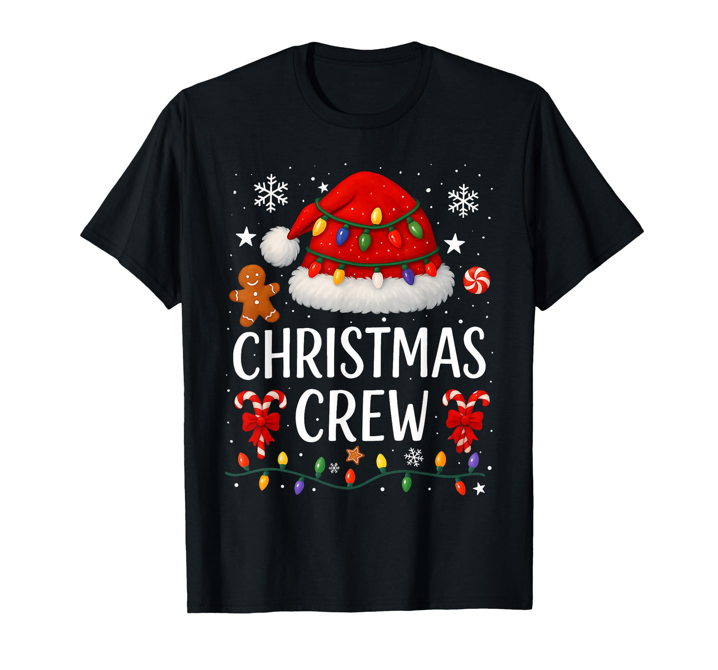 Christmas Crew Family Matching Pajamas Xmas Lights Holiday T-Shirt
