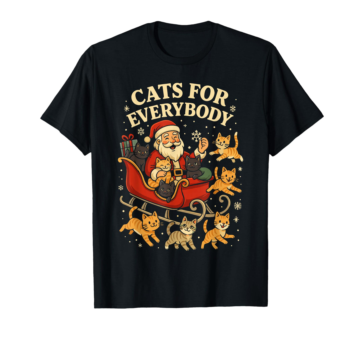 Cats for Everybody Christmas Shirt Men, Funny Santa Cat Dad T-Shirt