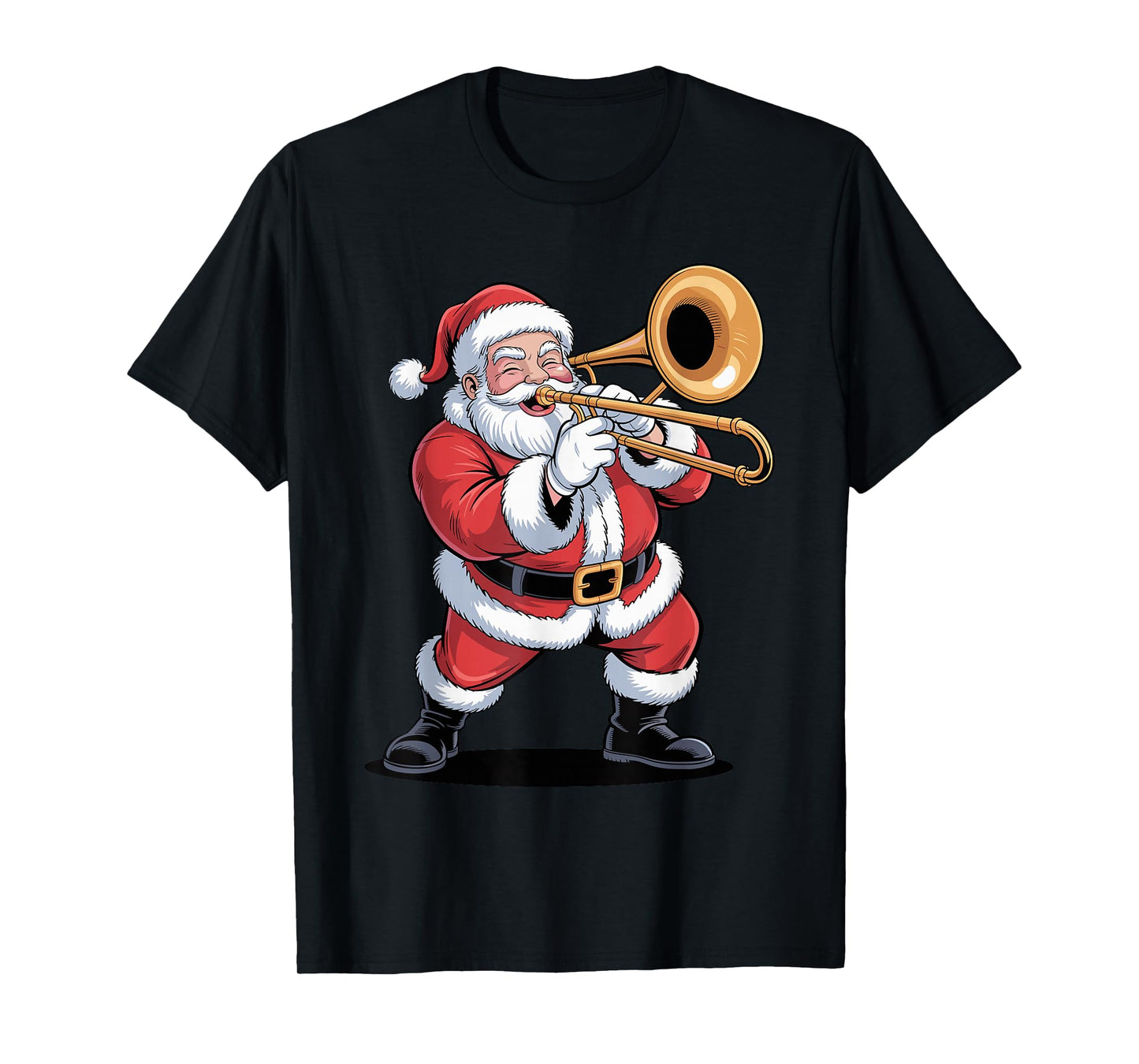 Santa Playing Trombone Funny Holiday Chrismas Xmas Pajama T-Shirt
