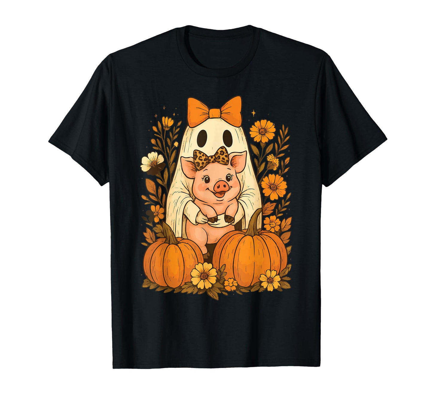 Pig Spooky Witch Boo Cute Pig Halloween Boys T-Shirt