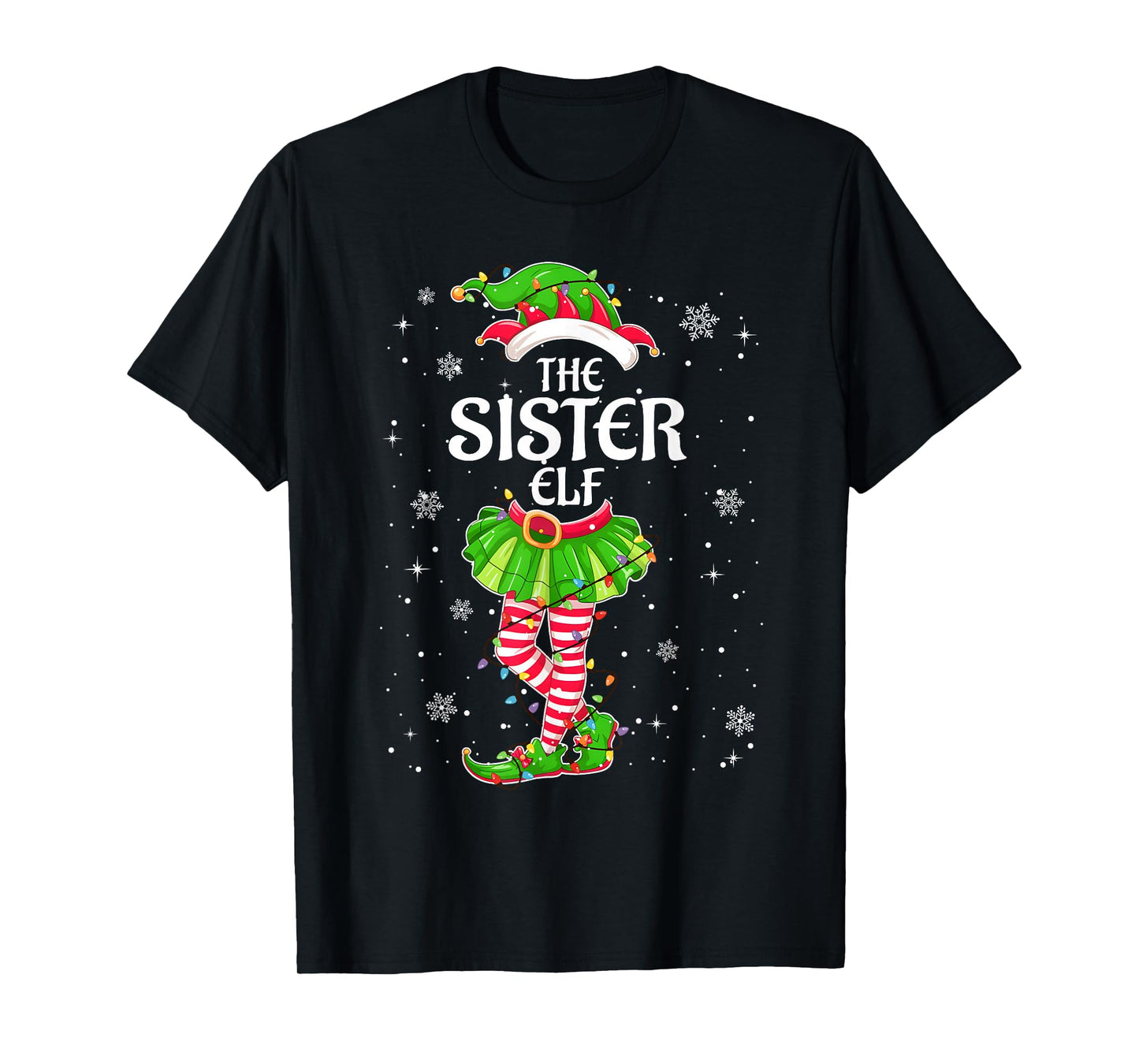 Funny The Sister Elf Family Matching Christmas Pajamas T-Shirt