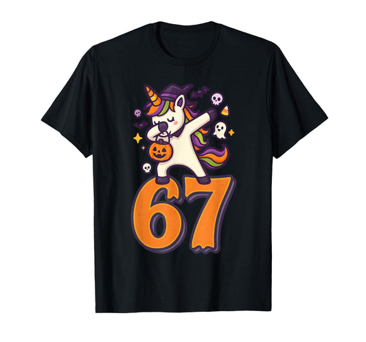 67 Halloween Unicorn Brainrot Meme Six Seven Girl's Women's T-Shirt