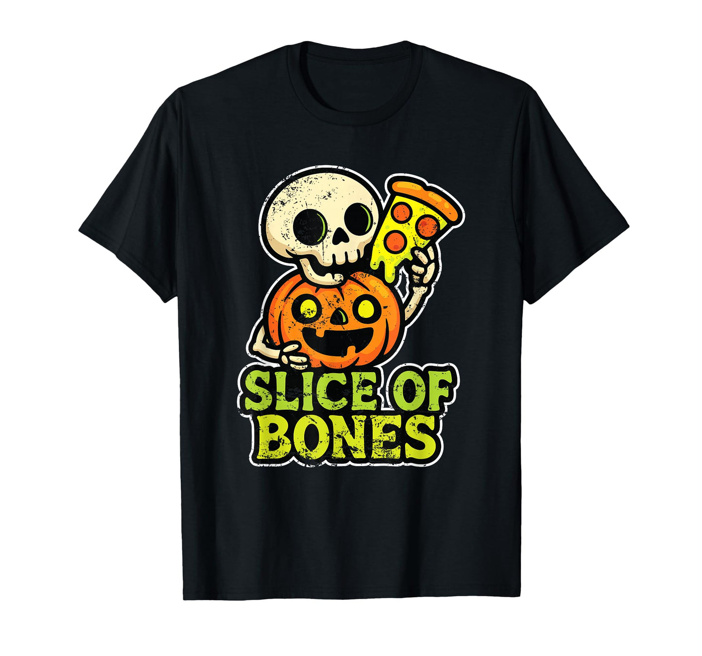 Slice of Bones Pizza Skeleton T-Shirt