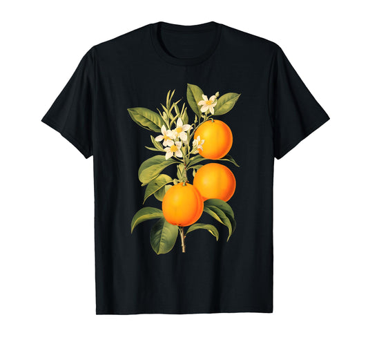 Vintage Fruit Orange Flower Botanical Cottagecore Fruit T-Shirt