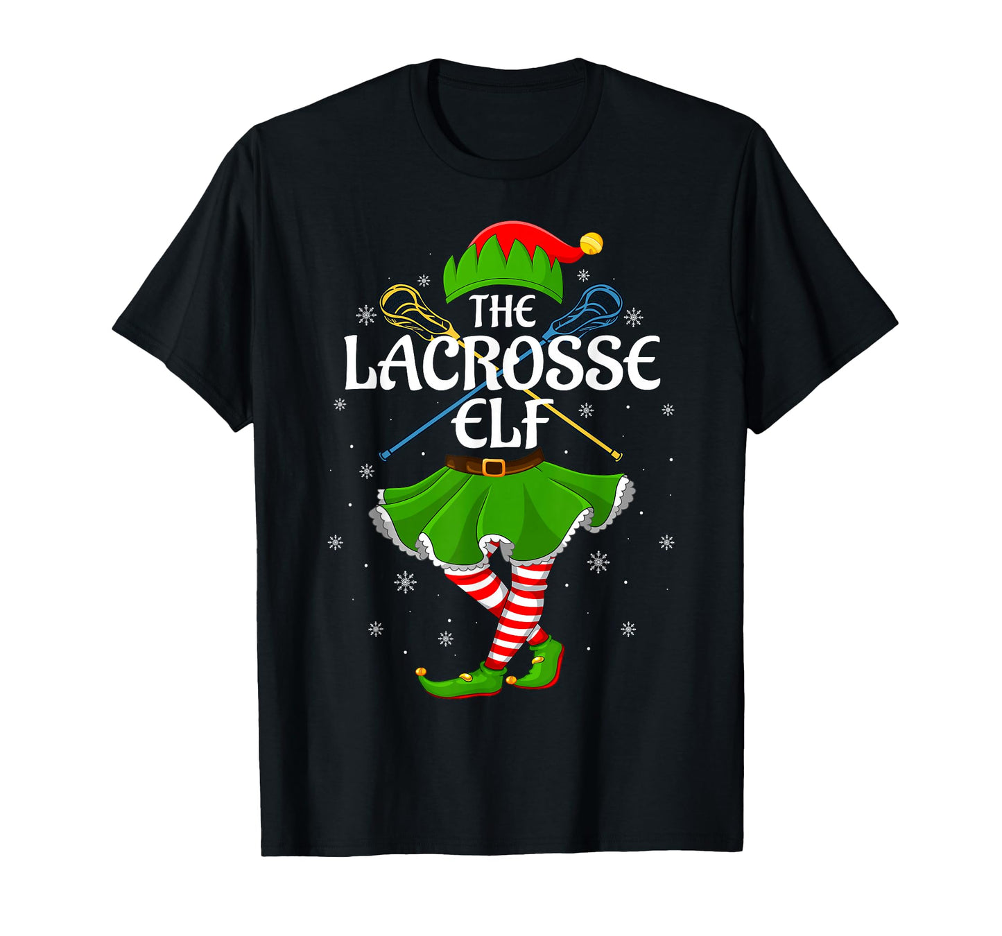 Lacrosse Elf Christmas Family Girls Women Elf Squad Xmas T-Shirt
