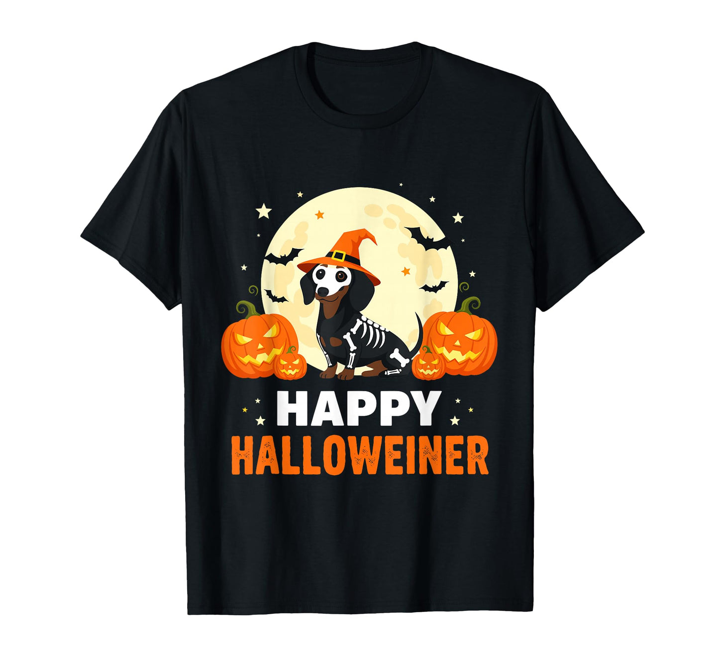 Happy Halloweiner Funny Halloween Dachshund Witch Skeleton T-Shirt