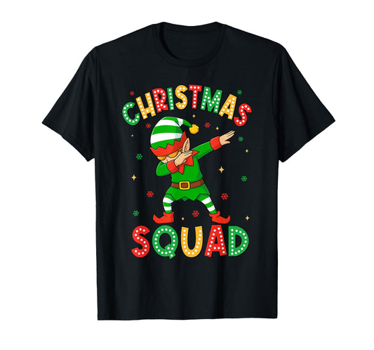 Dabbing Christmas Squad Santa Elf Family Matching Pajamas T-Shirt