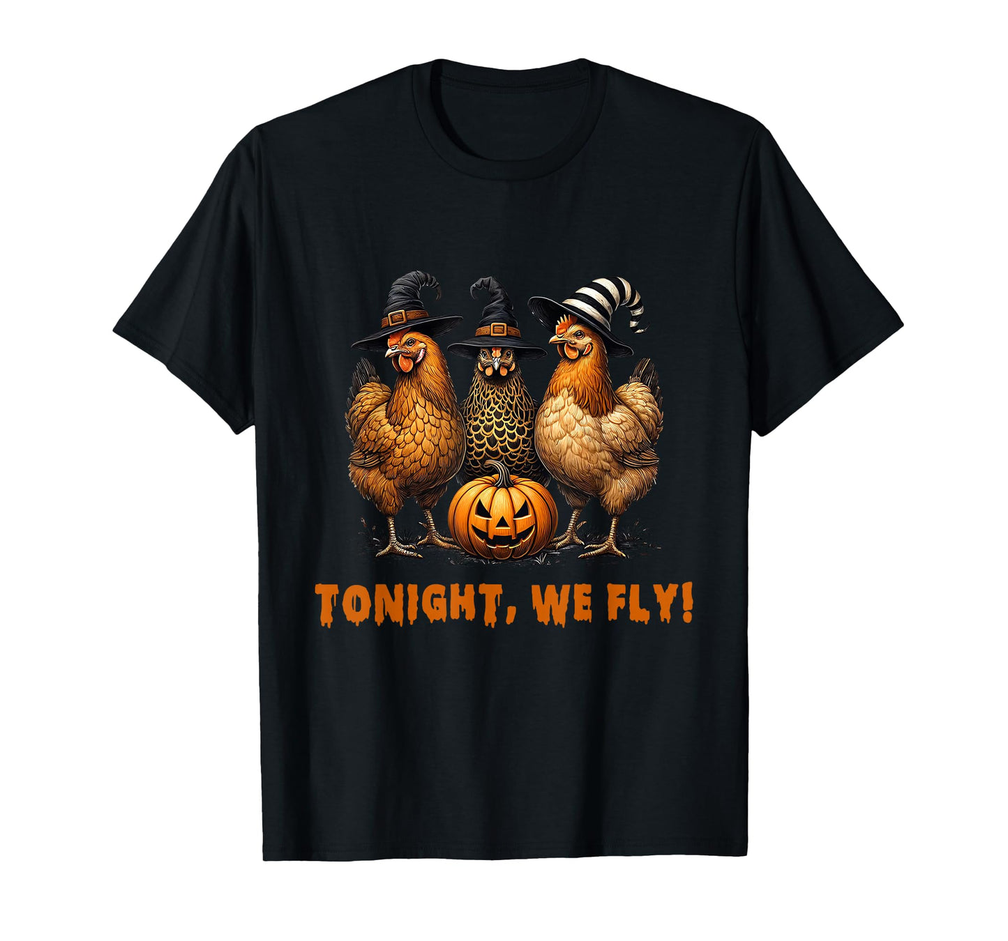 Retro Witchy Tonight We Fly Funny Chicken Lovers Halloween T-Shirt